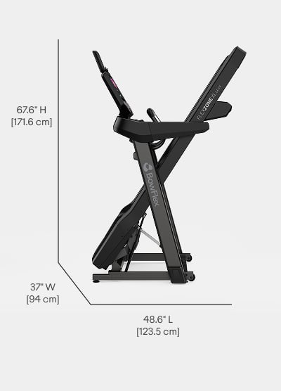 T16 Treadmill Folded Dimensions - Length 48.6 inches, Width 37 inches, Height 67.6 inches