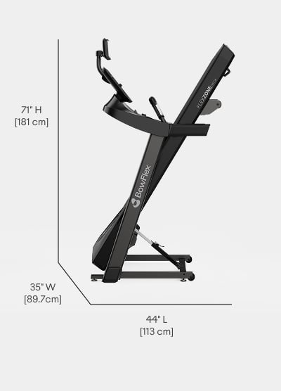 T6 Treadmill Folded Dimensions - Length 44 inches, Width 35 inches, Height 71 inches